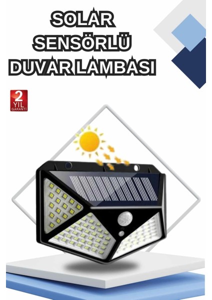Bahçe Lambası Bahçe Aydınlatma Sensörlü Suya Dayanıklı 100 LED
