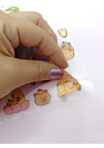 Capybara Sticker Şeffaf Stiker Kapibara Çanta Şeklinde Çıkartma- Komik