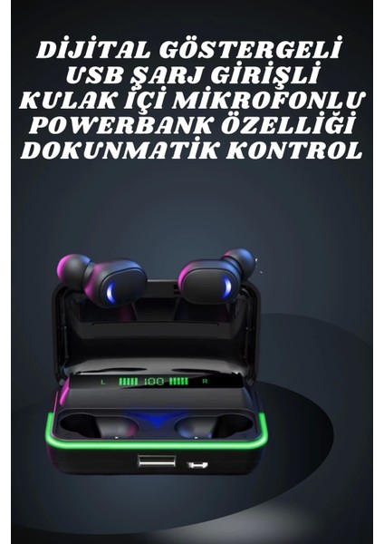 Ikili Bluetooth Kulaklık Dijital Göstergeli Uzun Pil Ömrü Yüksek Ses