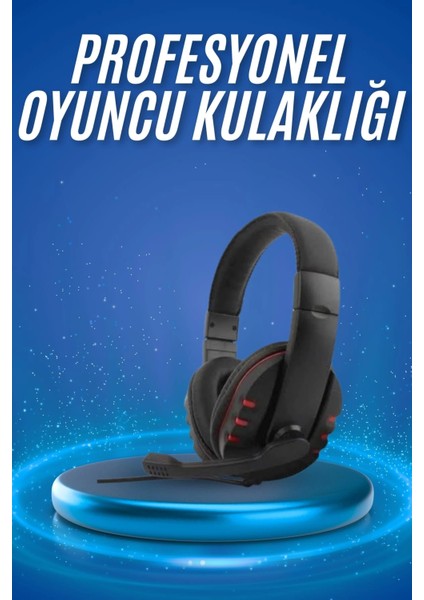 Oyuncu Kulaklığı Kulak Üstü Kablolu Stereo Mikrofonlu Yumuşak Kulak Yastığı