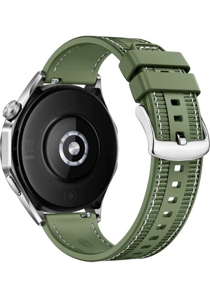 Honor Watch Gs Pro ile Uyumlu Kordon Kayış Dikiş Desenli Silikon KRD102 Lms 22/dds Yeşil