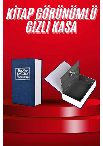 Kitap Görünümlü Gizli Kasa Büyük Boy Anahtarlı Kilitli Para Kasası
