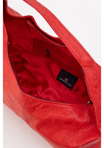 Vega Kadın Salaş Görünümlü Tote Çanta Gerçek Deri Kırmızı modelleri