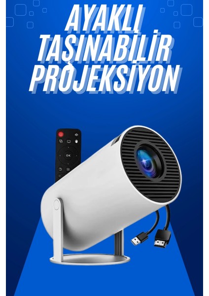 Taşınabilir Projeksiyon Ayaklı Projektör Android Uyumlu HDMI Girişli