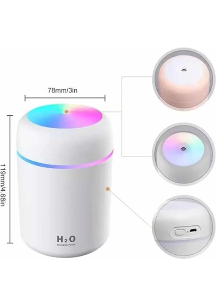 Hava Nemlendirici Buhar Makinesi LED Işıklı USB Dekoratif Nemlendirici