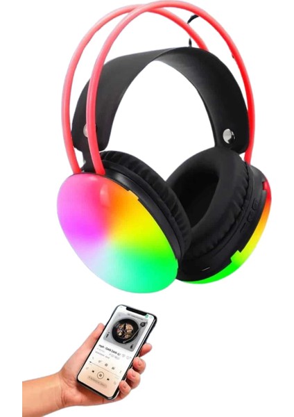 Kablosuz Bluetooth Kulaklık Rgb Işıklı Kulak Üstü 5.3 Bluetooth Bağlantılı