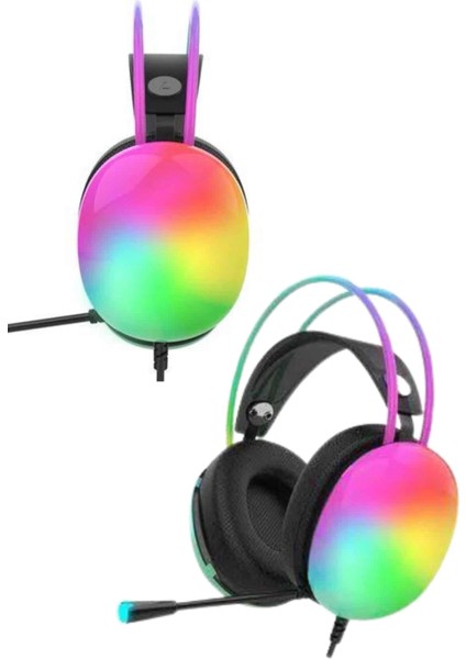 Kulak Üstü Kablosuz Bluetooth Kulaklık Unısex Renkli Işıklı Kulaklık