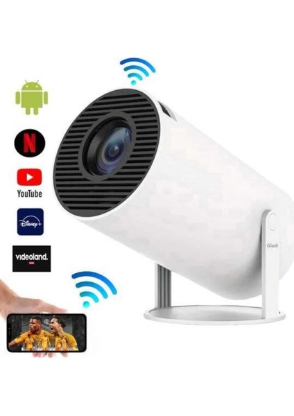Sinema Projektörü Android HDMI USB Wifi Ses Çıkışlı Ayaklı Projeksiyon Taşınabilir