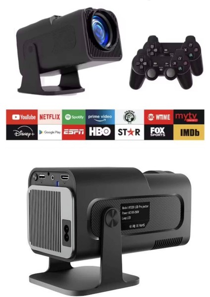 Çift Kollu Projeksiyon Taşınabilir Game Projektör Full Hd 1080P 4K Projeksiyon Gamepad