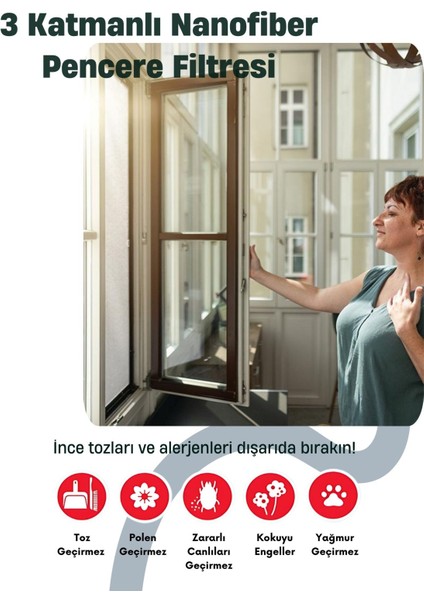 70X140CM | Yeni Nesil Sineklik | Pencere Toz Polen Koku Filtresi | Rulo Sineklik | Respilon Odera