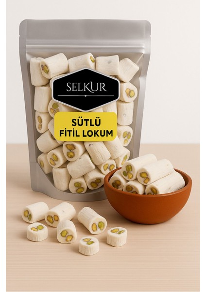 Sütlü Fitil Lokum 200gr(Antep Fıstığı Parçacıklı)