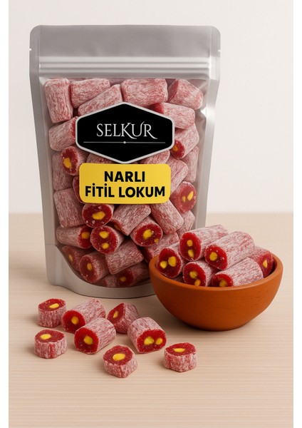 Narlı Fitil Lokum 1kg (Antep Fıstığı Parçacıklı)