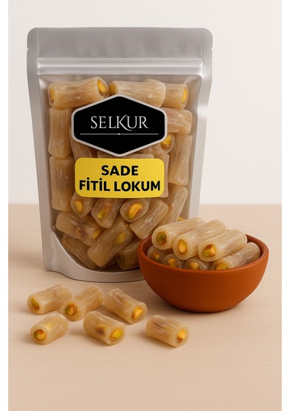Sade Fitil Lokum 1kg(Antep Fıstığı Parçacıklı)