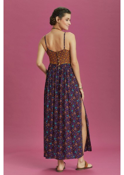 Askılı Yırtmaçlı Çiçekli Robadan Elbise fırsatları