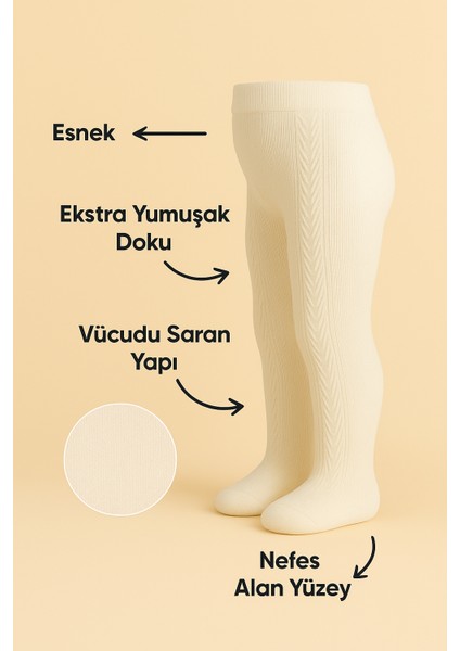 Bebek Külotlu Çorap Pamuklu – Krem – Çocuk Yeni Doğan - Okul Çorabı - Düz – 0-6 Ay - Esnek - bebek külotlu çorap