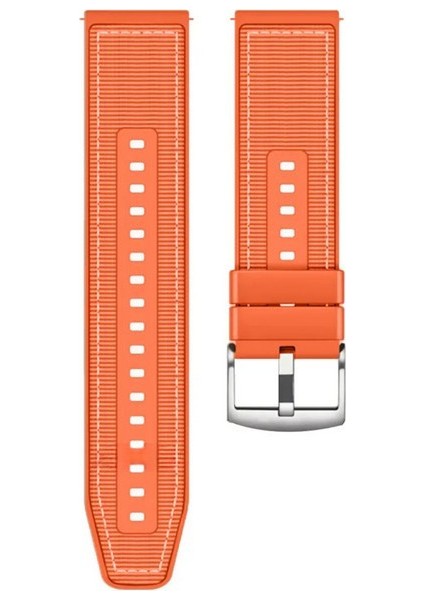 Honor Watch Gs Pro ile Uyumlu Kordon Kayış Dikiş Desenli Silikon KRD102 Lms 22/dds Turuncu