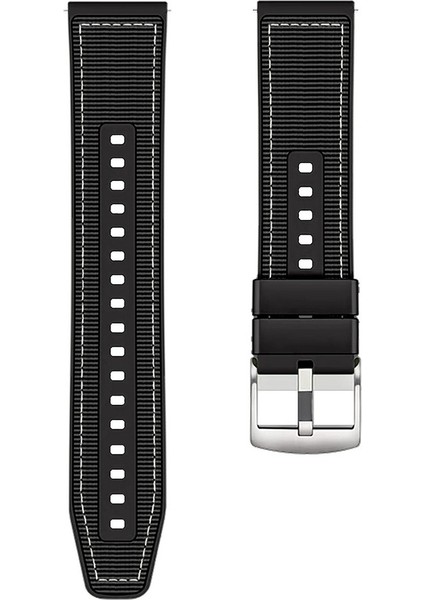 Honor Watch Magic 2 46MM ile Uyumlu Kordon Kayış Dikiş Desenli Silikon KRD102 Lms 22/dds Siyah
