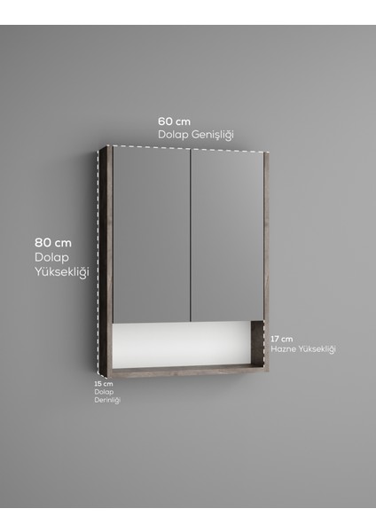 Lotus Mdf 2 Kapaklı Aynalı Banyo Dolabı Lavabo Üstü Dolap Çok Amaçlı Banyo Dolabı