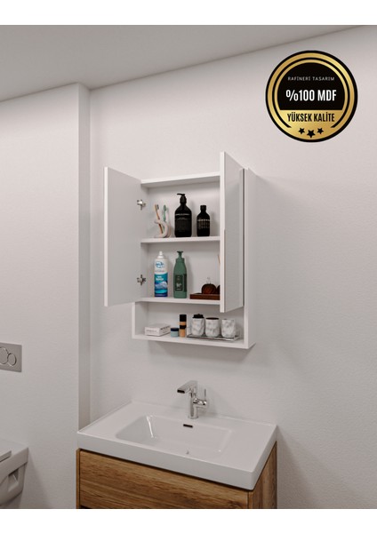 DF16104B MDF 2 Kapaklı Aynalı Banyo Dolabı Lavabo Üstü Dolap Çok Amaçlı Banyo Dolabı modelleri