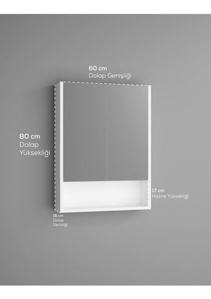 DF16104B MDF 2 Kapaklı Aynalı Banyo Dolabı Lavabo Üstü Dolap Çok Amaçlı Banyo Dolabı fırsatları