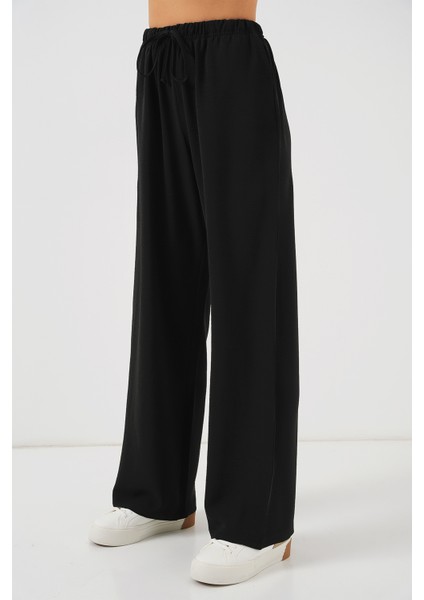 Kadın Yüksek Bel Bol Paça Pantolon - Siyah fiyatları