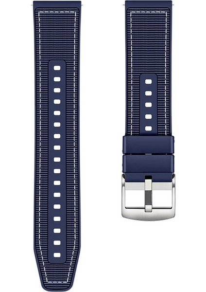 Qcy Watch Gts 22MM ile Uyumlu Kordon Kayış Dikiş Desenli Silikon KRD102 Lms 22/dds Lacivert