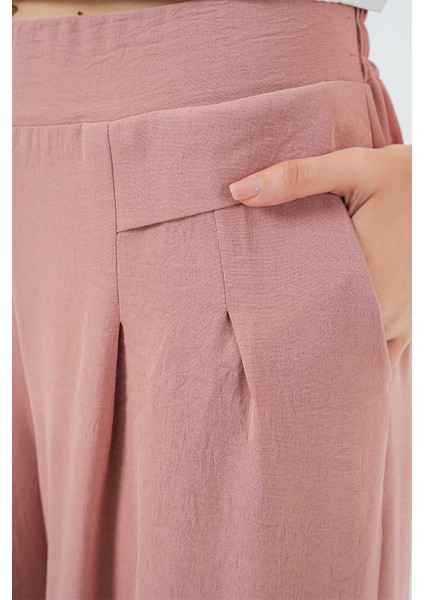 Kadın Geniş Paça Pileli Pantolon 6718 - Gül Kurusu indirimleri