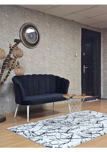 Beyaz Metal 2li Papatya Çay Seti Koltuk Balkon Koltuk Ofis Koltugu