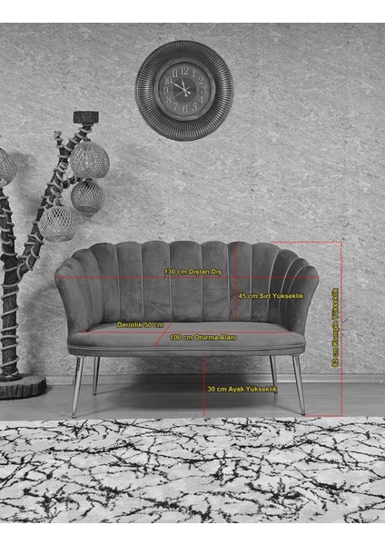 Beyaz Metal 2li Papatya Çay Seti Koltuk Balkon Koltuk Ofis Koltugu