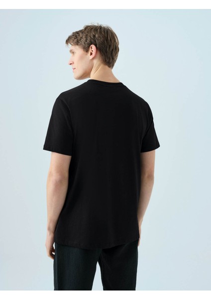 Regular Siyah - Mor Erkek T-Shirt LF2038461 modelleri