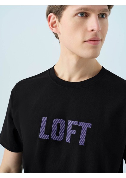 Regular Siyah - Mor Erkek T-Shirt LF2038461 fırsatları