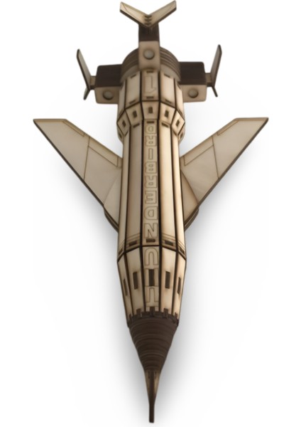 Thunderbird 1 Roket Ahşap Maketi - 157 Parça Dıy Hobi Maketi - Ahşap Roket Maketi