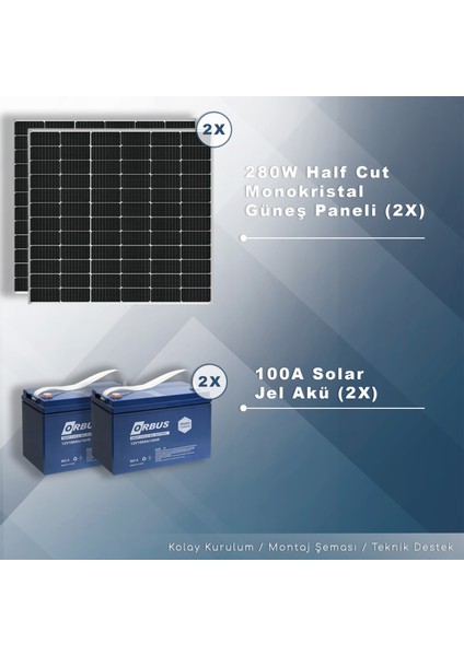2 KW Solar Paket Sistem (2000W/GÜN)