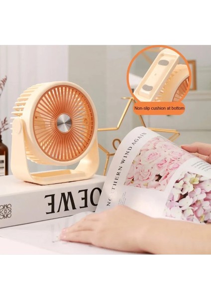 Portatif Masaüstü Şarjlı 360° Dönen Vantilatör Mini Fan Şarjlı Soğutucu 3 Kademe 1200 Mah Klima