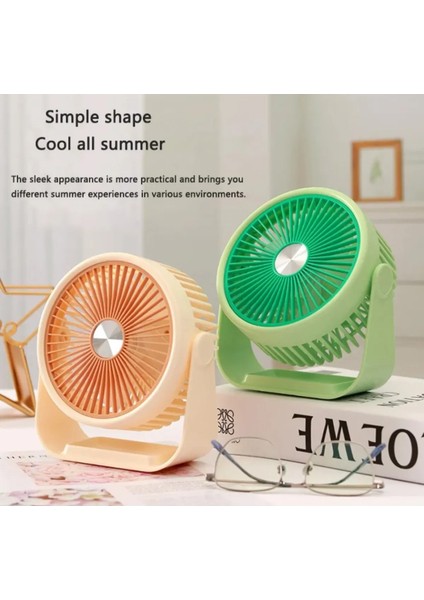 Portatif Masaüstü Şarjlı 360° Dönen Vantilatör Mini Fan Şarjlı Soğutucu 3 Kademe 1200 Mah Klima