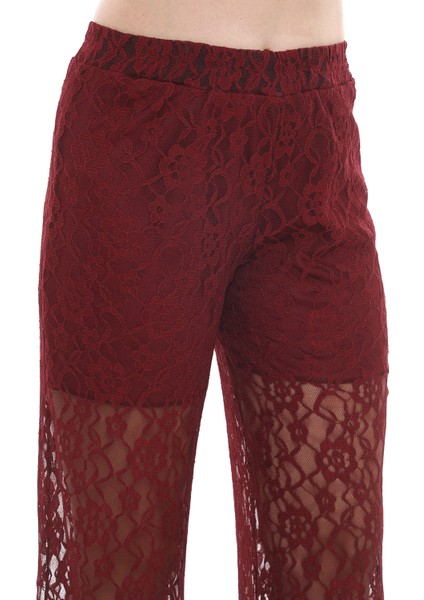 Şort Astarlı Bordo Dantel Pantolon indirimleri