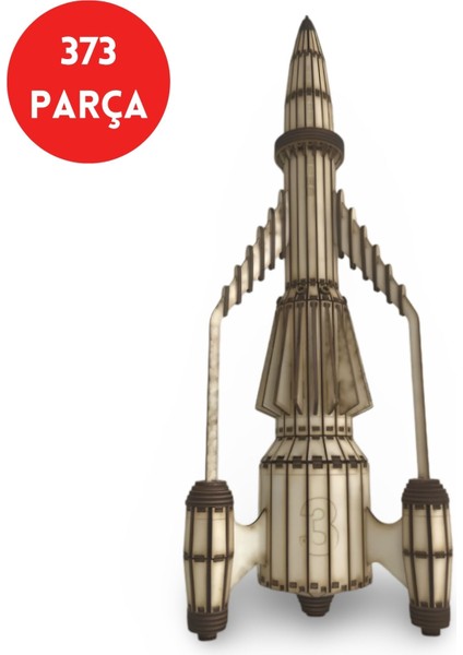 Thunderbird 3 Uzay Aracı Maketi - 373 Parça Ahşap 3D Puzzle - Tb3 Ssto Roket Modeli
