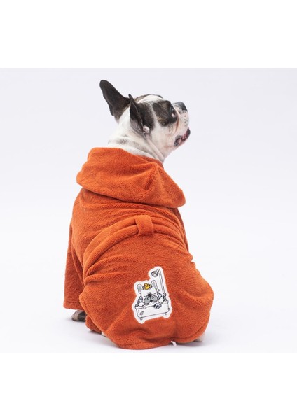 Kiremit Pattaya Köpek Bornozu-Köpek Kurulama Havlusu- Kedi Köpek Kıyafeti