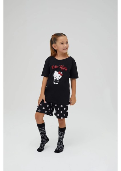 Kız Çocuk Kollu Şortlu Pamuklu Pijama Takımı