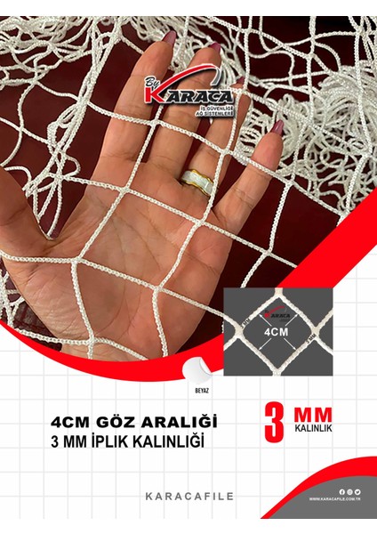 Kedi Balkon Güvenlik Filesi – 3m Yükseklik | Metreyle Kesim | 3 mm Ip, 4x4 cm Göz Aralığı + Montaj Aparatları (Beyaz) fiyatları