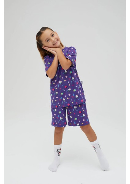 Kız Çocuk Kısa Kollu Şortlu Pamuklu Pijama Takımı modelleri