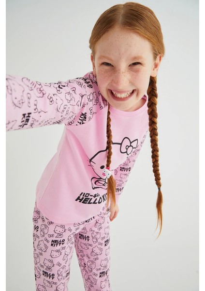 Kız Çocuk Pembe Kız Uzun Kol Pamuklu Pijama Takımı