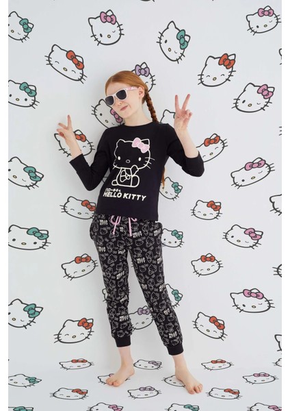 Kız Çocuk Siyah Kız Uzun Kol Pamuklu Pijama Takımı fiyatları