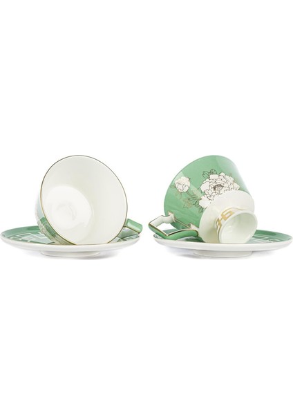Peonia Yeşil 2'li Çay Fincan Set 240CC Butik Porselen Mutfak fiyatları
