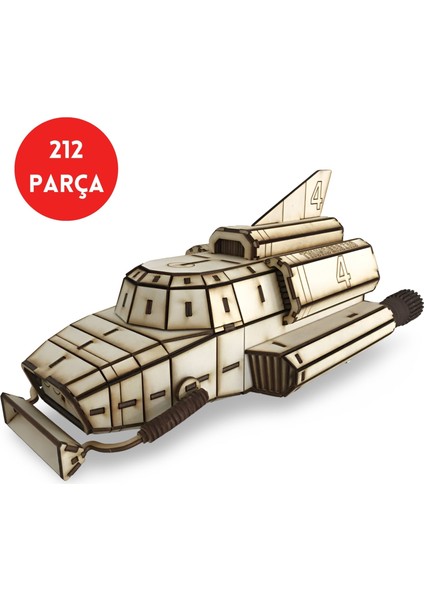 Thunderbird 4 Ahşap Su Altı Aracı Maketi - Ahşap Denizaltı Modeli - 212 Parça Dıy Set