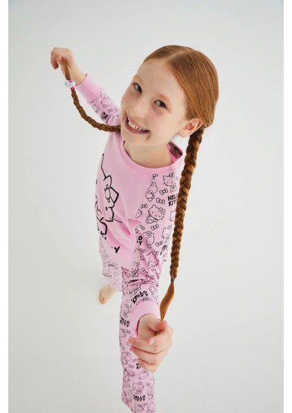 Kız Çocuk Pembe Kız Uzun Kol Pamuklu Pijama Takımı modelleri