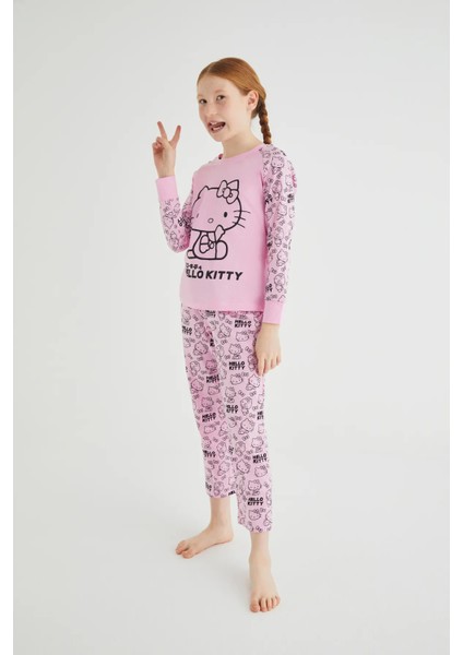 Kız Çocuk Pembe Kız Uzun Kol Pamuklu Pijama Takımı indirimleri