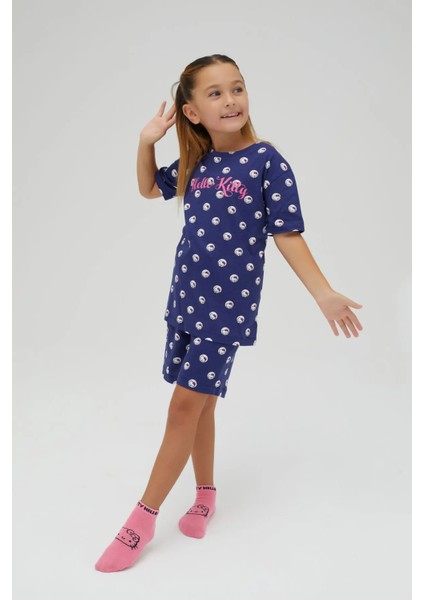 Kız Çocuk Kısa Şortlu Pamuklu Pijama Takımı