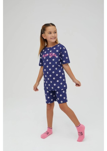Kız Çocuk Kısa Şortlu Pamuklu Pijama Takımı