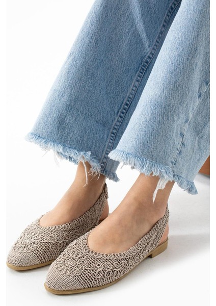 Kadın Yazlık Arka Açık Babet Nefes Alabilen Örgü Hasır Ayakkabı